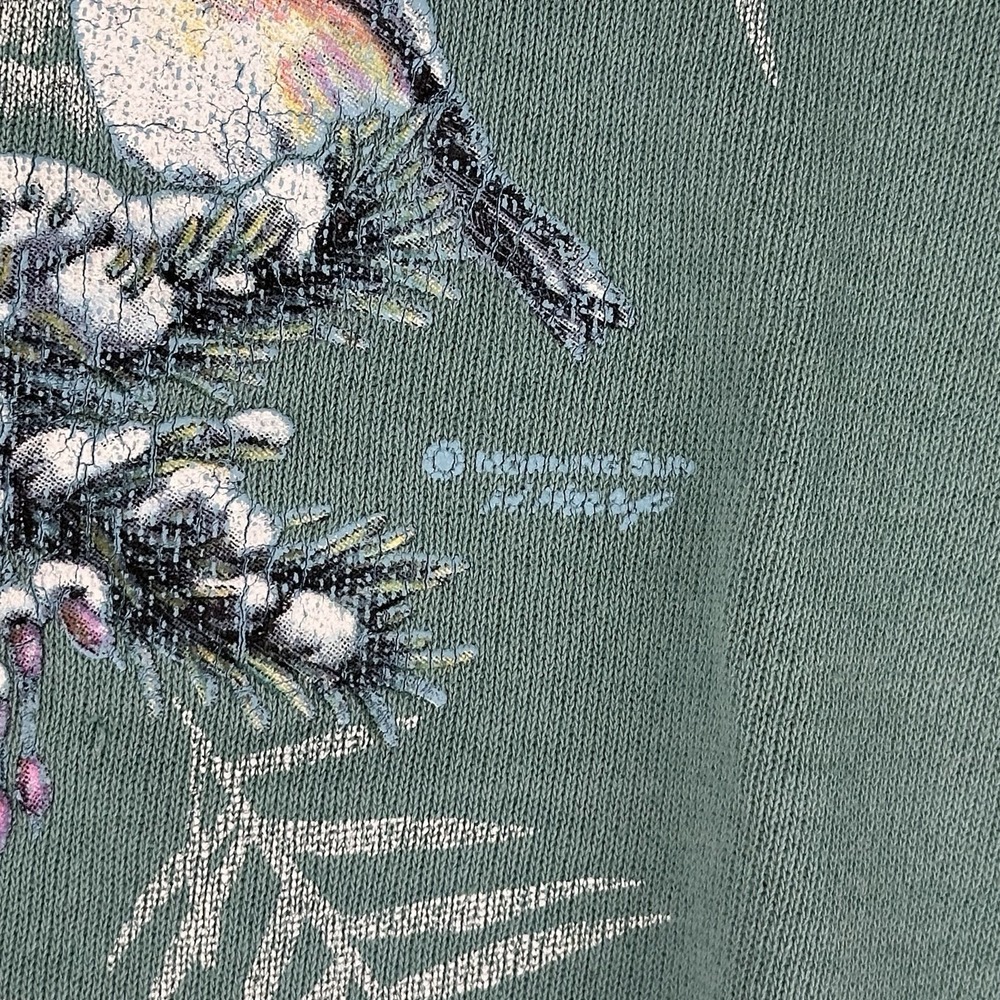 90's VTG Morning Sun M Blue Sweatshirt Chickadee Christmas Collar Pullover‎ - Picture 8 of 11